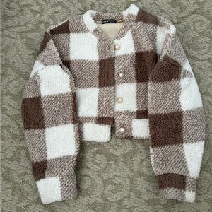 Brown and white teddy jacket